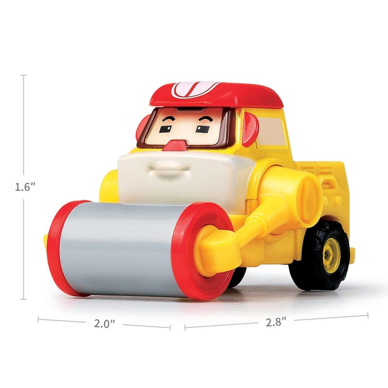 روبوكار بولي Robocar Poli Max DIE-CAST لعبة معدنية للسيارات Steamroller ألعاب مركبات البناء لعبة شاحنة البناء Diecast هدايا حفلات أعياد الميلاد للأطفال الصغار من عمر 1 إلى 5 سنوات للأولاد والبنات - Image 3
